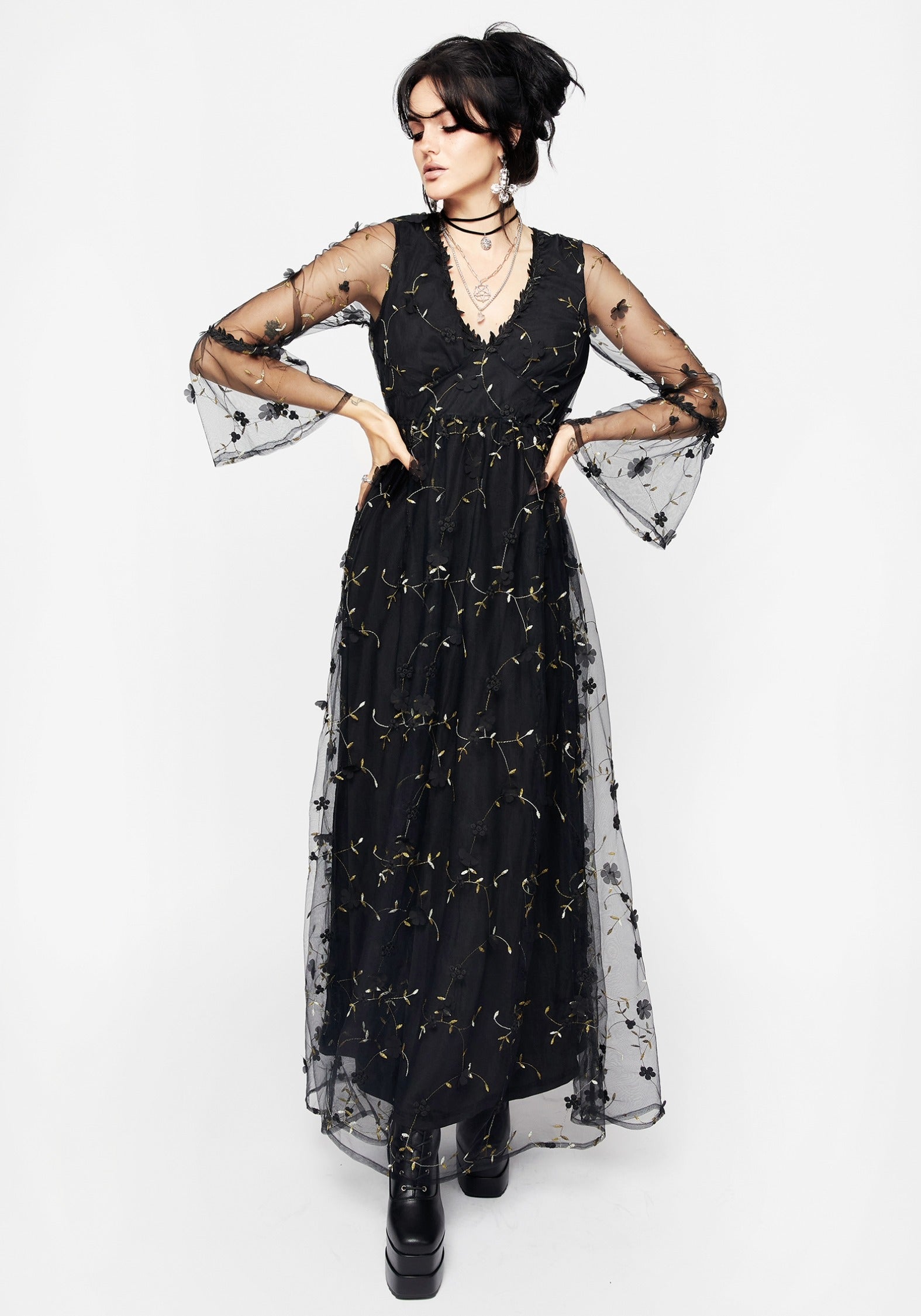 AW23M451CHRYSANTHIAPPLIQUEMAXIDRESS5191