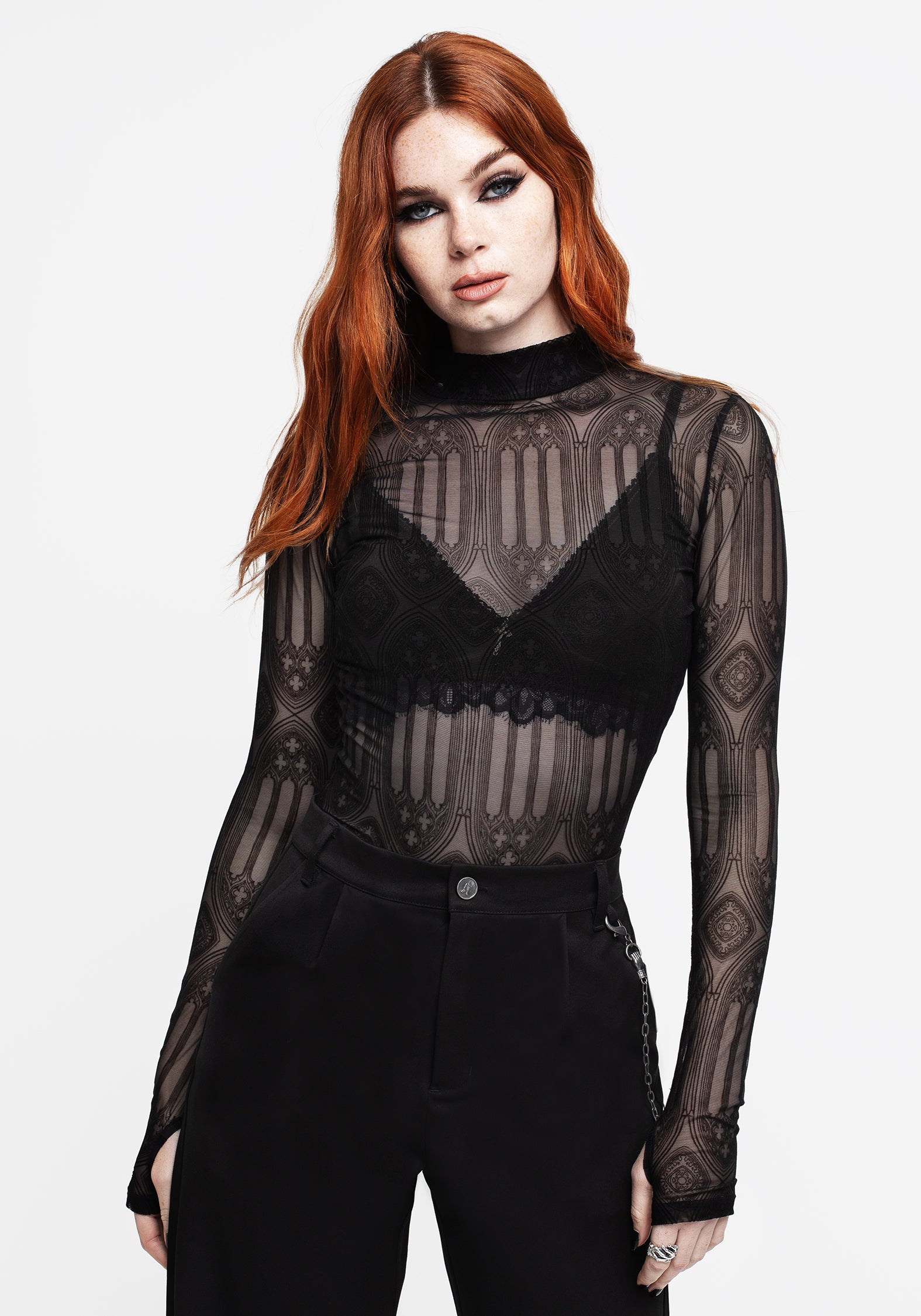 CLOISTERFLOCKEDMESHHIGHNECKLONGSLEEVETOP_001