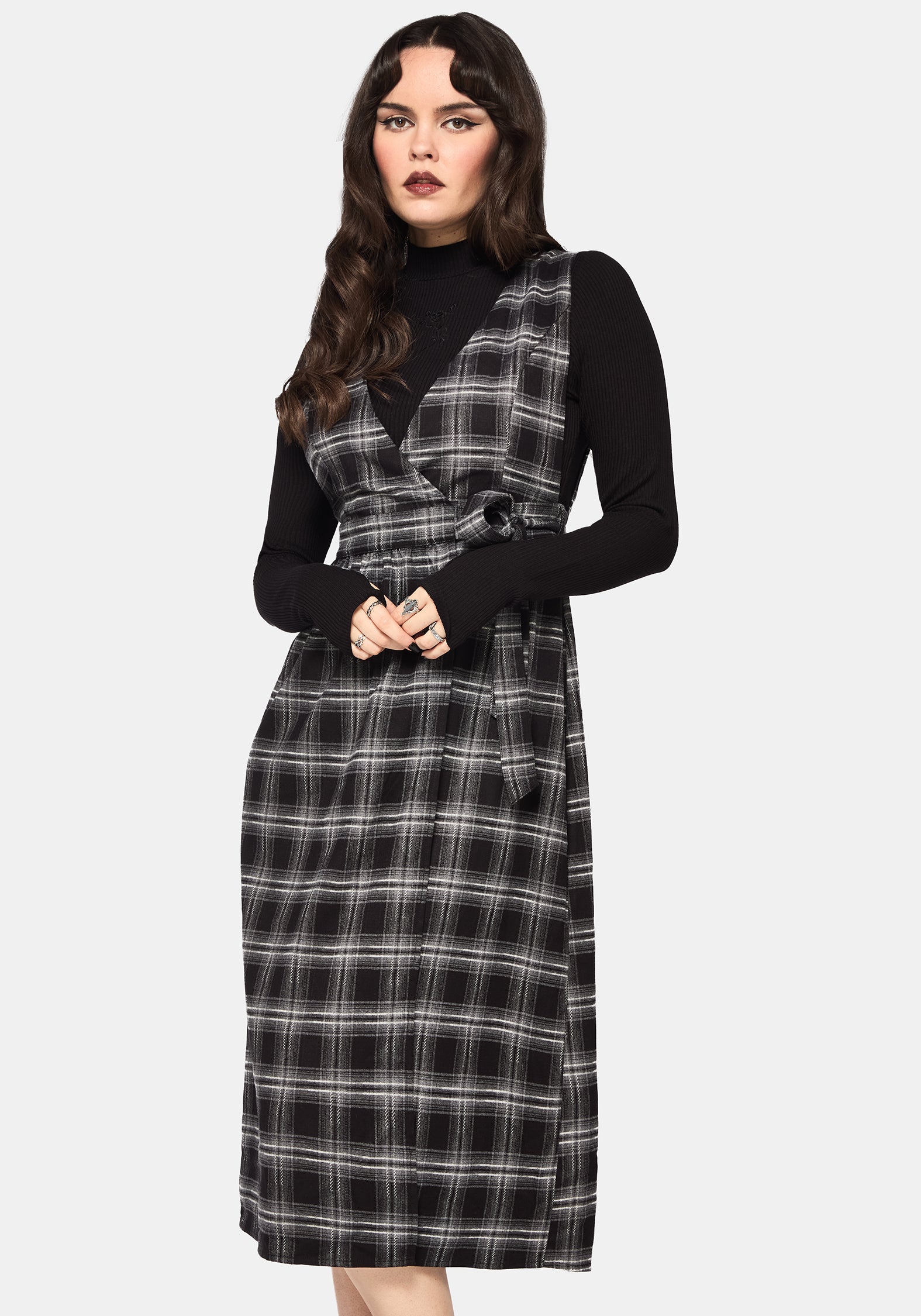 DR3274_LACHANCHECKWRAPPINAFOREMIDIDRESS1