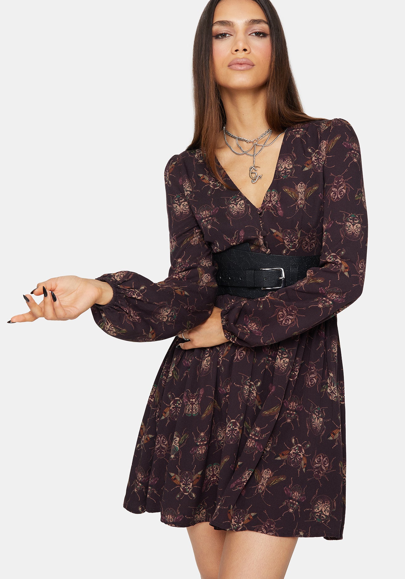 DR3620-UK6_SCORNBUGPRINTEDLONGSLEEVEMINIDRESS_1