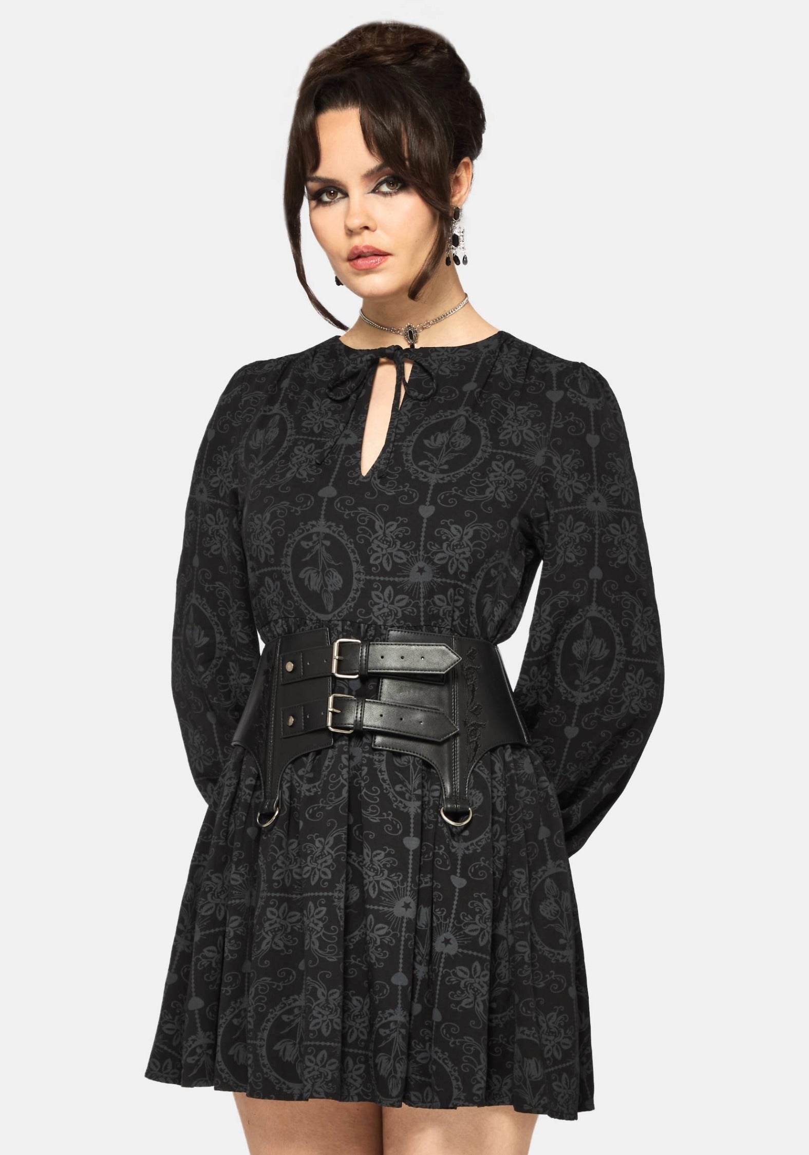 DR4609_CAMEOFLORALTIEFRONTLONGSLEEVEMINIDRESS_1305CROP