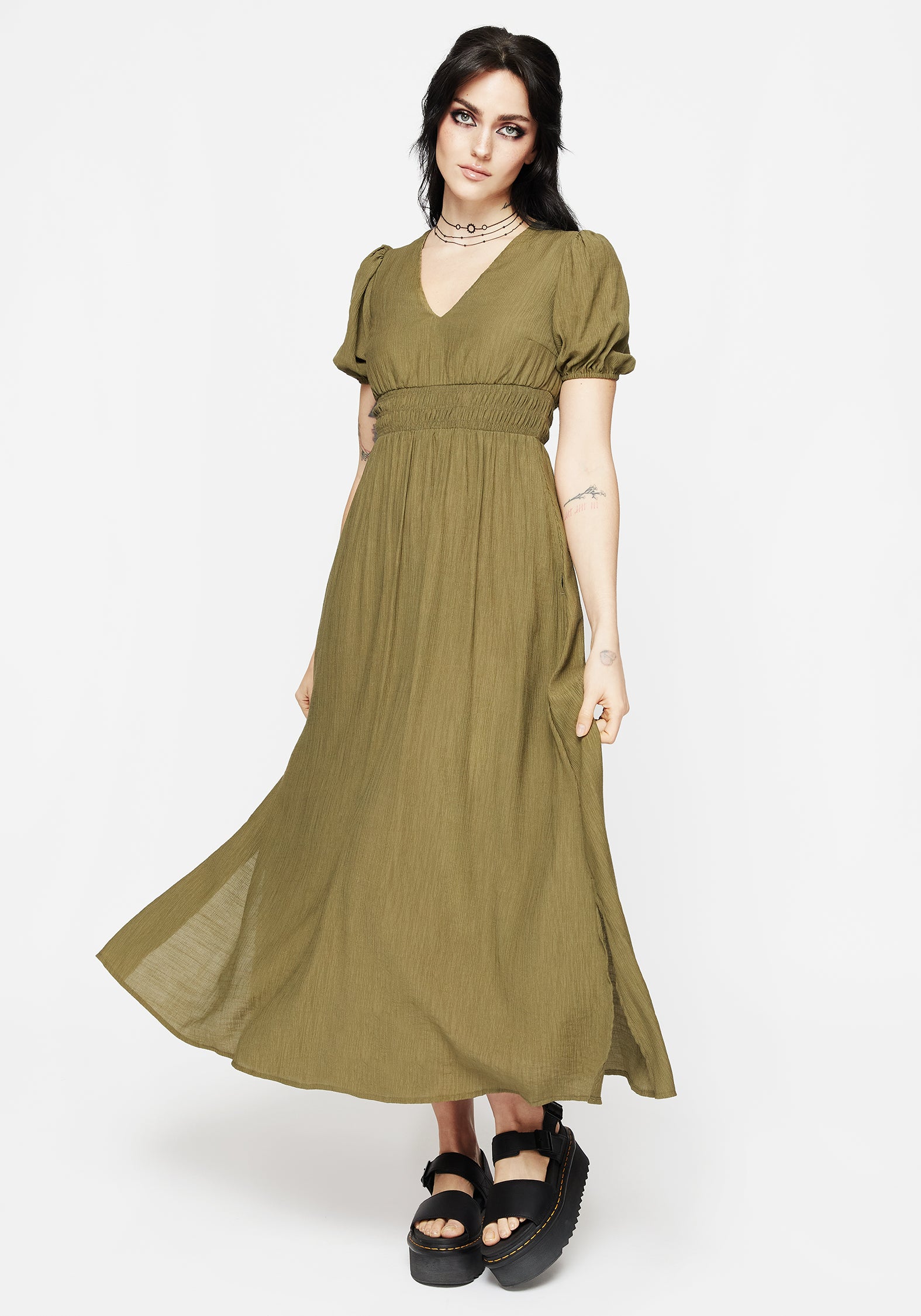 SS25DR1081TRYPHENASHIRREDVNECKMIDAXIDRESS6145