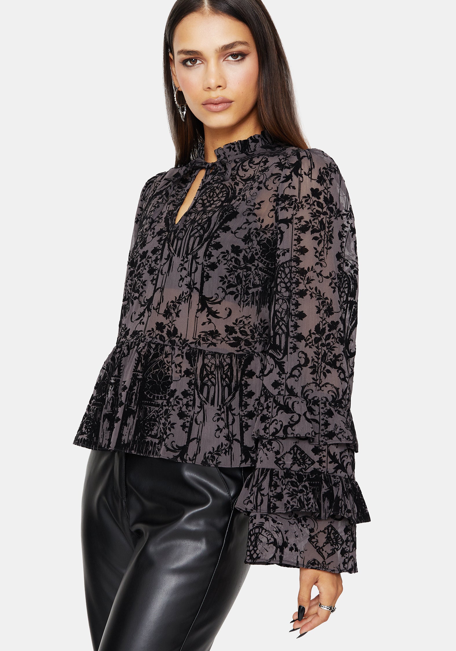 TO3133-UK6_THORNEDFLOCKEDCHIFFONFRILLBLOUSE_1